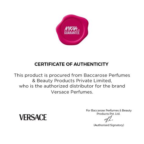 versace certification